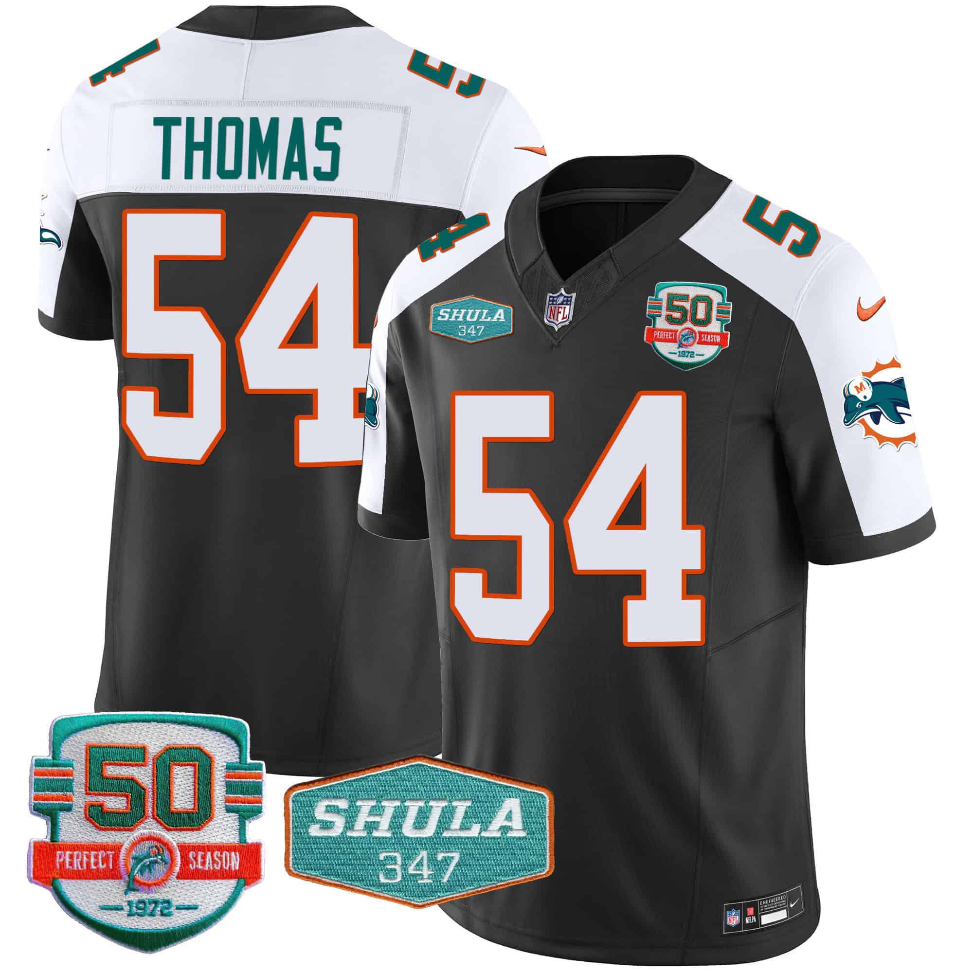 Men Miami Dolphins #54 Thomas Black 2024 Nike Throwback Shula 347 Patch Vapor NFL Jersey